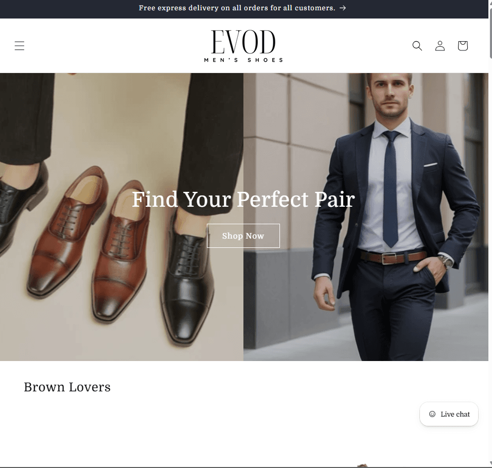 EVOD Men's Shoes storefront